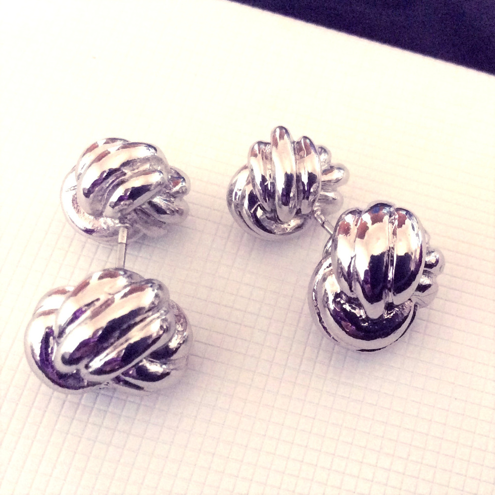 BCBGeneration Knotted By Nature Silver Earrings